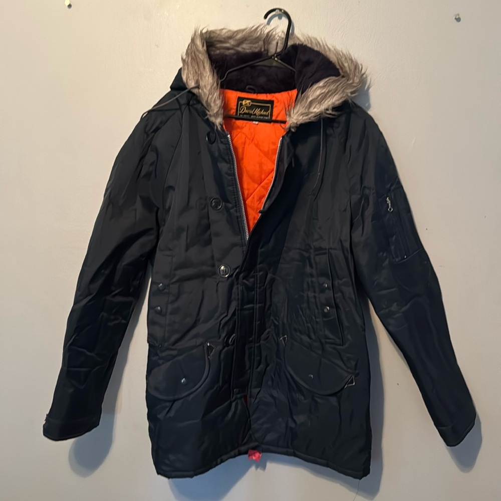 David Micheal navy blue heavy long winter coat